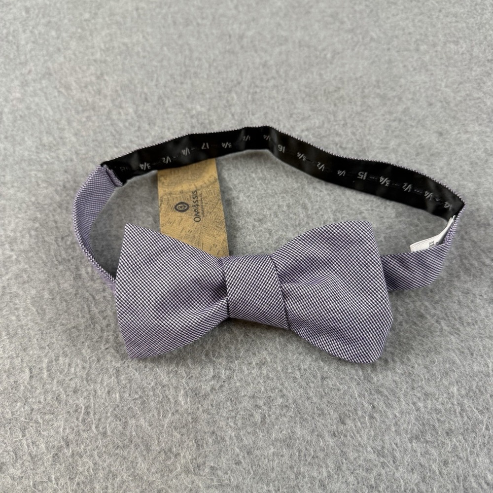 Onassis Self Tie Bow Tie Purple White Check Cotton Adjustable NWT 2.5x14.5-18.5"